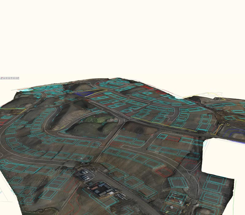 Ground remediation mockup from sky view.