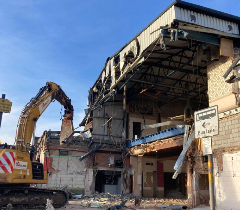 Photo of the staged demolition in progress