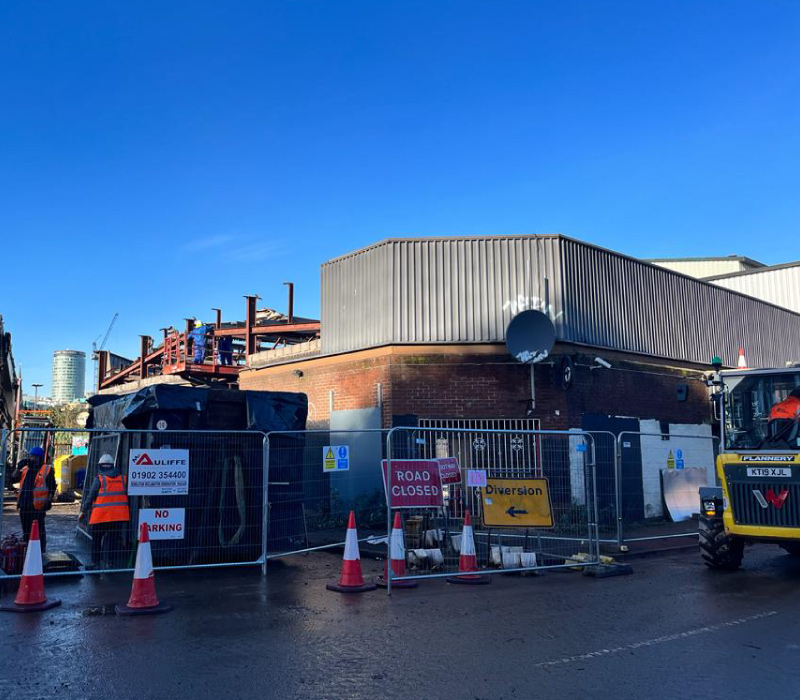 Staged demolition of the former irish centre site in Birmingham