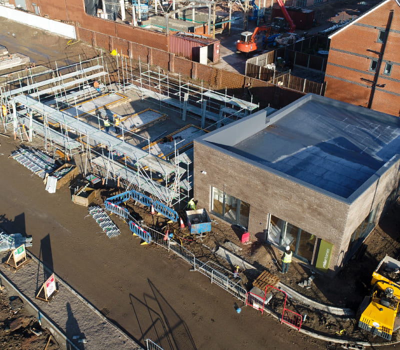 New homes under construction by Miller Homes following demolition, earthworks and remediation conducted by McAuliffe.