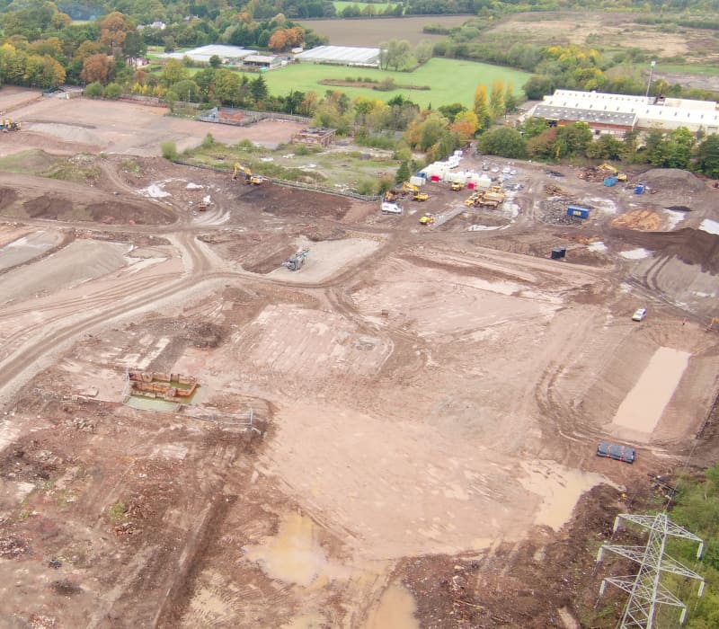 View of entire remediation groundworks, reusing 99.88% of material.
